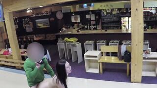 Brunette cheats on her boyfriend for cash at a bowling place