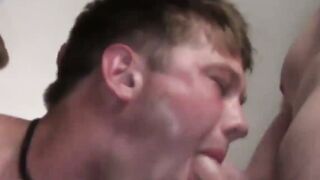 UNBELIEVABLE threesome Young Hottie Gets Screwed Senseless by Rugged studs