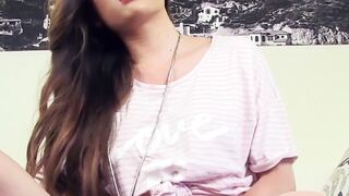 Hot tranny jerks off her big cock until she sprays warm cum