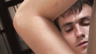 Two horny twinks bareback fucking in the abandoned building