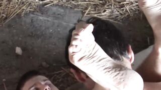 Two horny twinks bareback fucking in the abandoned building