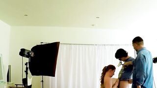 Sexy blue eyes babe Autumn Temptation deepthroats nerd cock