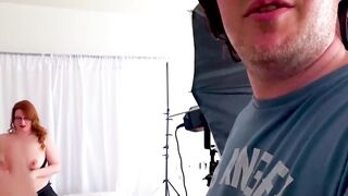 Sexy blue eyes babe Autumn Temptation deepthroats nerd cock
