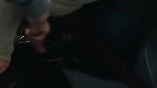 a penis well rubbed against black stool an ejaculation of sperm a lot on the stool +e