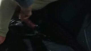a penis well rubbed against black stool an ejaculation of sperm a lot on the stool +e