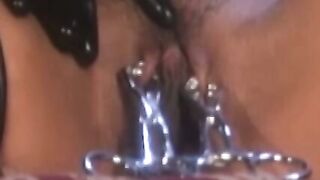 BDSM brunette Cherokee drills with dildo ebony babes pussy