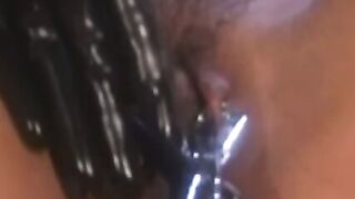 BDSM brunette Cherokee drills with dildo ebony babes pussy