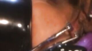 BDSM brunette Cherokee drills with dildo ebony babes pussy