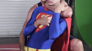 Superman twink gets tackled on the floor and played