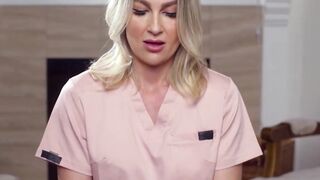 Busty MILF Andi Avalon is edging a fat cock in POV and makes it cum burst