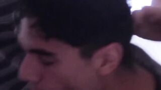 Sexy stud barebacked by horny hunks in his house