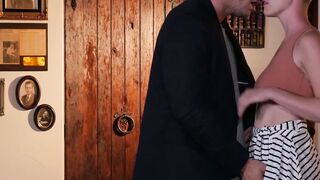 Short haired beauty Riley Nixon bouncing on dick
