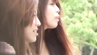 Seductive stockings wearing Asian teen peeing in public