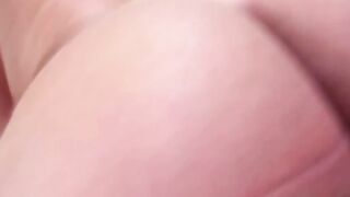 Busty shemale with big bubble butt strokes her cock solo