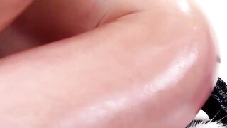 Deviant Jamie French bouncing on big black dildo