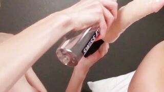 Kinky tranny River Enza dildo drilled and strapon pounded