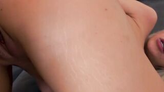 Blonde stepmom Nina Elle pussy fucked in spitroast threesome