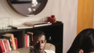 Temptress spitroasted before interracial facial