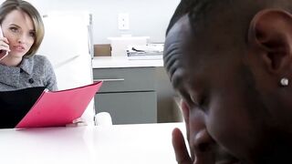 Naughty Pristine Edge hardcore banged by tattooed black stud