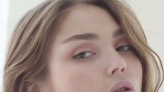 Brunette teen beauty Kate K sensual shaved pussy teasing