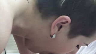 Busty tattooed blonde drilled by a fake agent for a loan