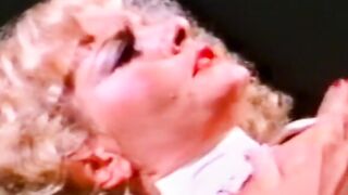 Blonde babe Sharon Mitchell gives blowjob for cum in mouth