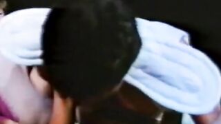 Blonde babe Sharon Mitchell gives blowjob for cum in mouth