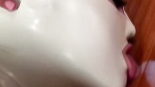 Kitten costume Latex Lucy spanked hard licks spilled milk