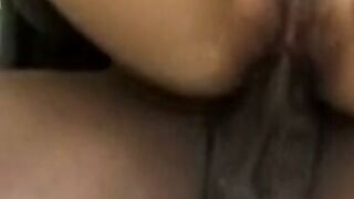 Beautiful ebony teen gets warm facial from older lover