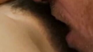 Beautiful ebony teen gets warm facial from older lover