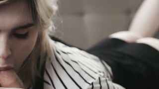 Blonde Tbabe Ella Hollywood gives footjob before ass fuck