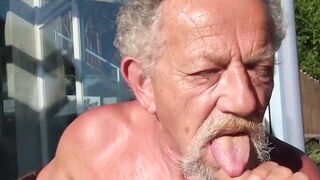 Threesome with gay horny grandpa and two younger studs