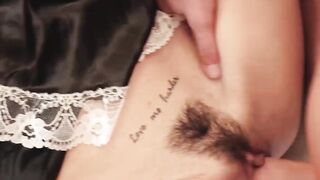 Tattooed babe fucked doggystyle and fingered while dusting