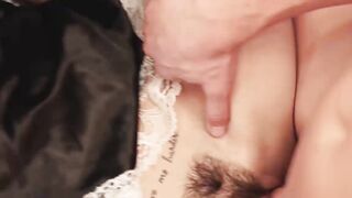 Tattooed babe fucked doggystyle and fingered while dusting