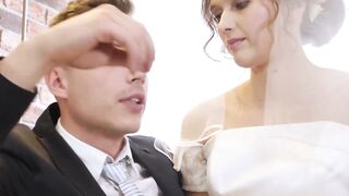 Beautiful bride fucks stranger while hubby cuckolds