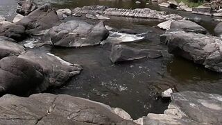 Risky Naked River Sex with Spectators - Pee Finish