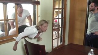 Filthy Old milf Stucked into Window and Fuck by 2