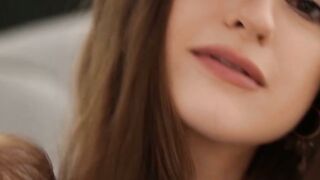 Adorable European girl Monika May trembles while orgasming from pussy rubbing