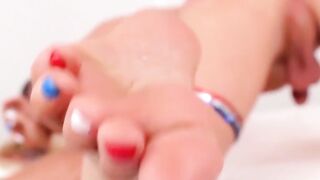 Naughty TS Jamie French shows off feet and teasing