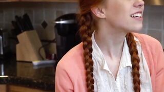 Redhead petite teen rides her teachers huge thick cock