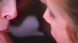 Vintage pornstar Lysa Thatcher gives blowjob in foursome