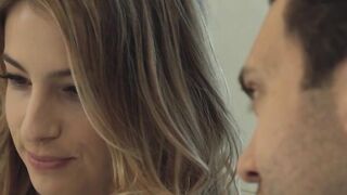 Young Kristen Scott is kissing her man as he impales her