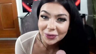 Stunning natural tits Holly Day loves sucking dick and balls to satisfy her man