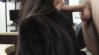 Big juicy ass amateur deepthroating cock at pawnshop office