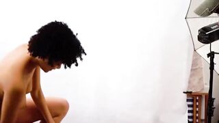 Beautiful ebony Jade Jenson ball licking and cock sucking