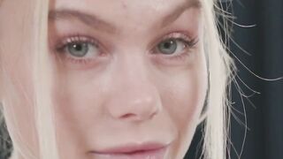 Naughty blonde beauty Jane F solo pussy playing and strip