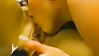 Irresistible vintage dyke making lover cum with toys