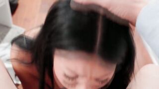 Teen student giving her teacher blowjob