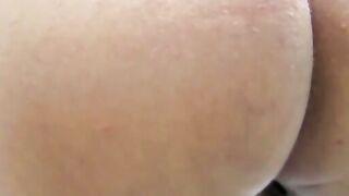 Solo tgirl playing with her big cock and swollen balls