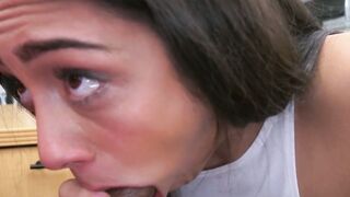 Sensational tiny teen chokes and bounces on a big black cock